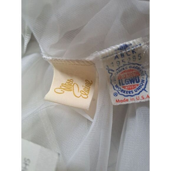 Miss Elaine Robe White Sheer‎ Blue Drawstring  Lace  Neck Ruffle Peignoir Small - Picture 12 of 13